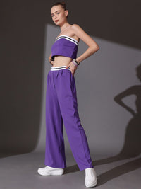 STREET 9 Solid Off Shoulder Top With Flared Trousers Co-Ords
