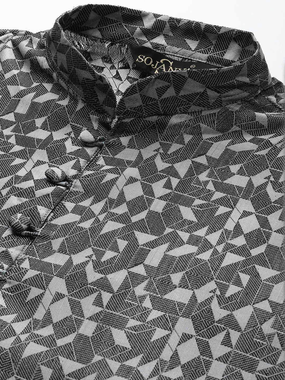 SOJANYA Men Grey Geometric Kurta