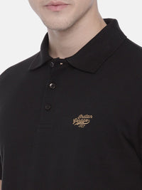 The Indian Garage Co Men Black Solid Polo T-shirt