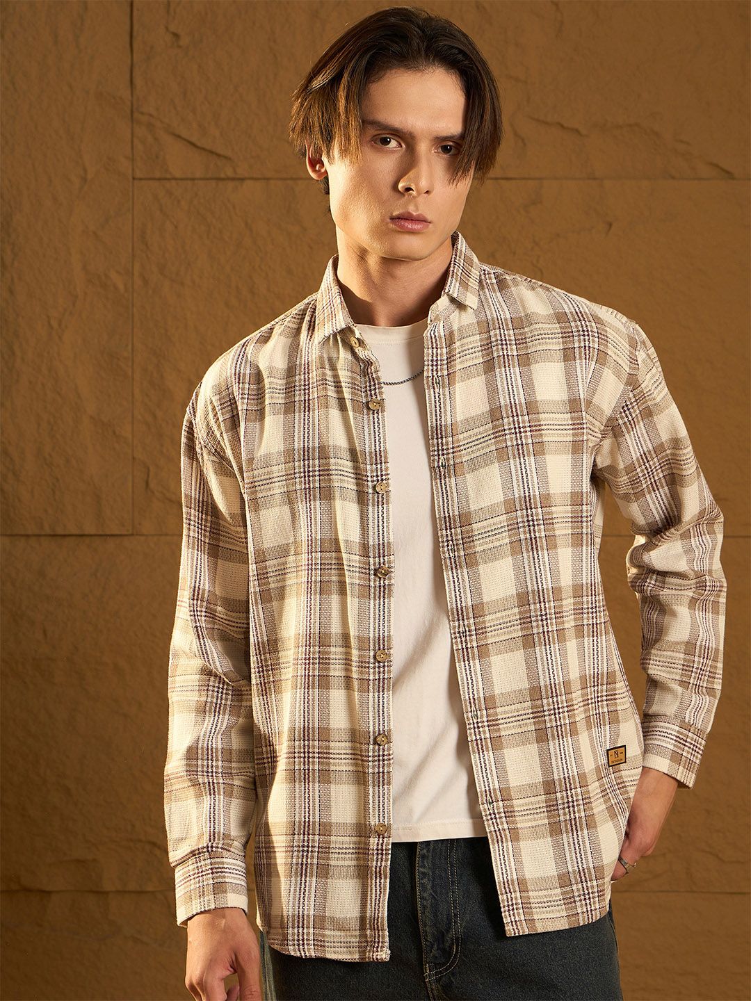 Dennison Men Checked Oversized Cotton Shirt