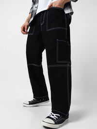Urbano Fashion Men Loose Baggy Fit Washed Non-Stretchable Cargo Jeans