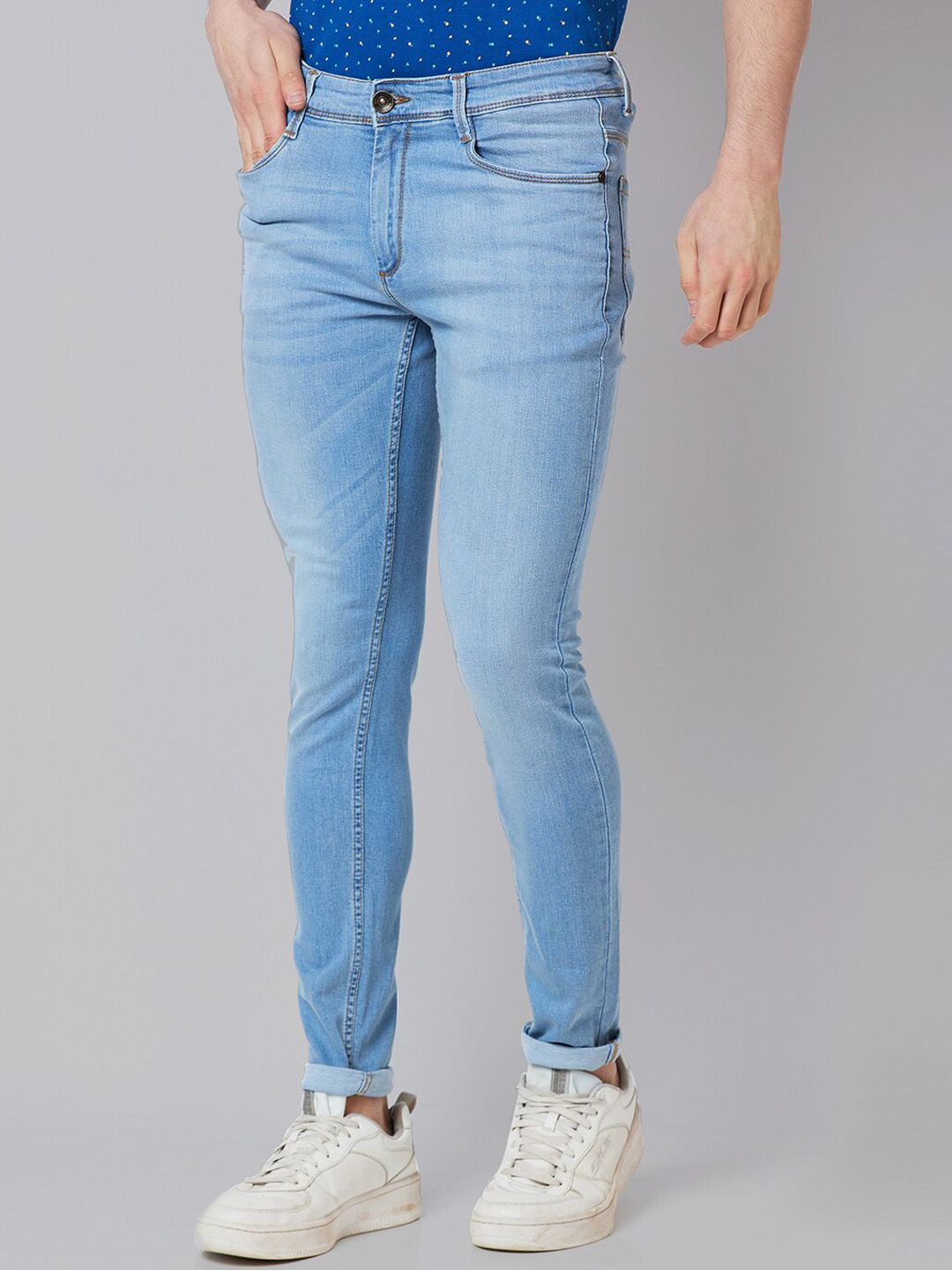 Park Avenue Men Clean Look Slim Fit Low-Rise Light Fade Jeans