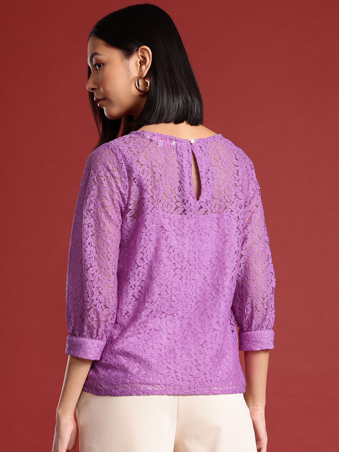 all about you Floral Puff Sleeve Lace Top