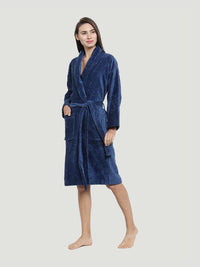 MYTRIDENT  Women Blue Cotton Bath Robe