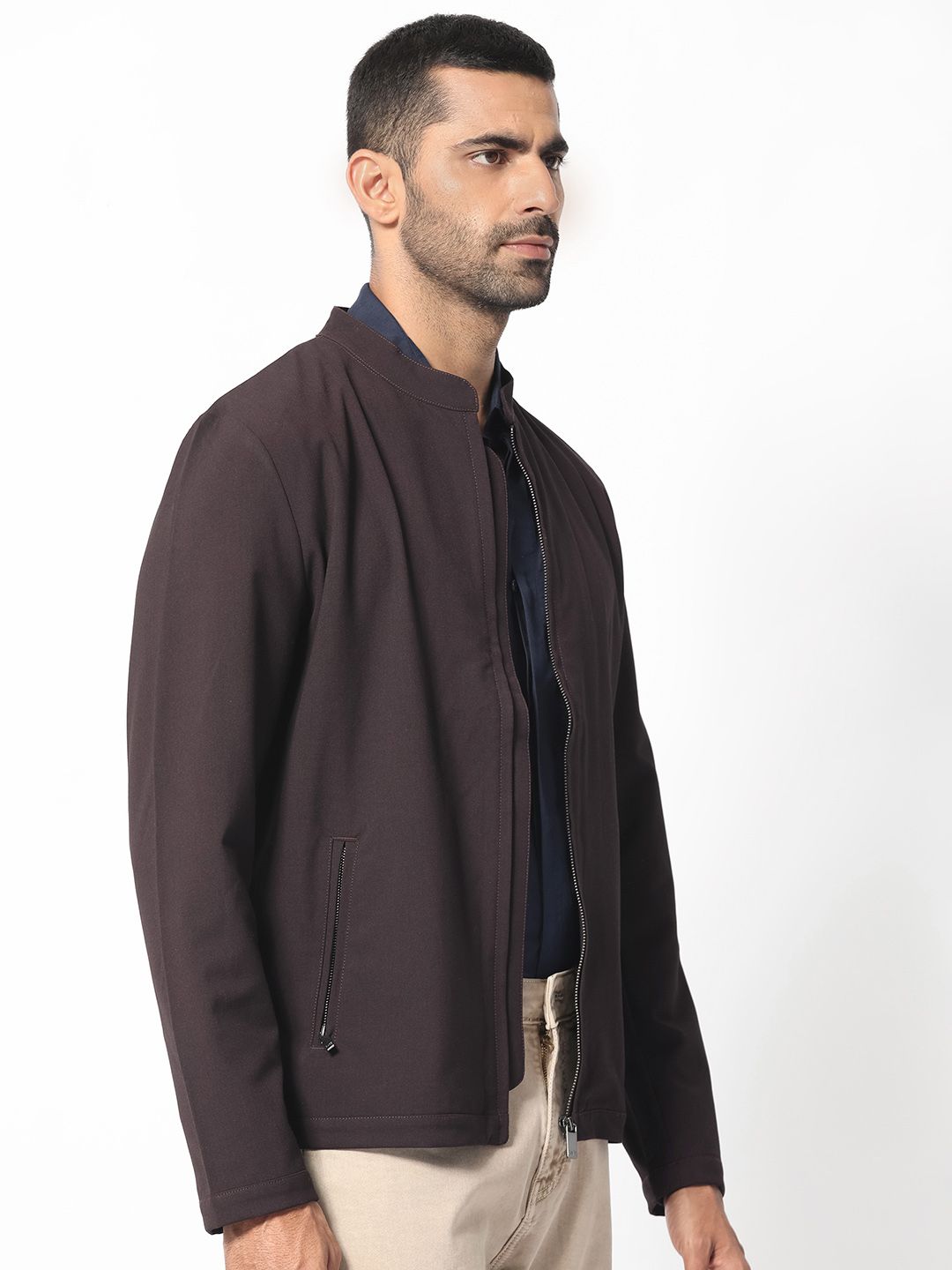 RARE RABBIT Men Rion Tailored Fit Mock Collar Jacket