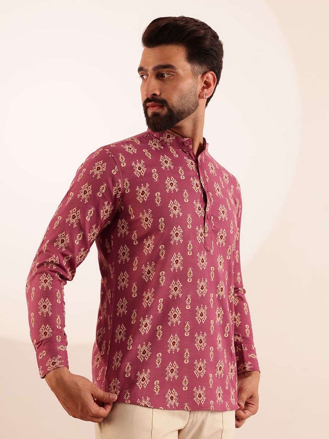 Anouk Lelaki Paisley Printed Cotton Short Kurta