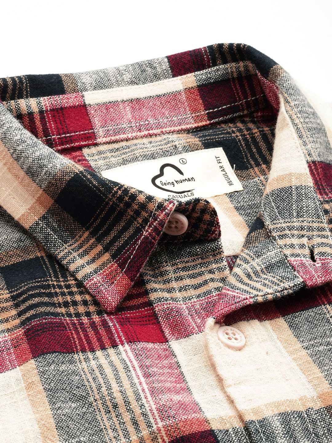 Being Human Checked Drop-Shoulder Sleeves Pure Cotton Casual Shirt