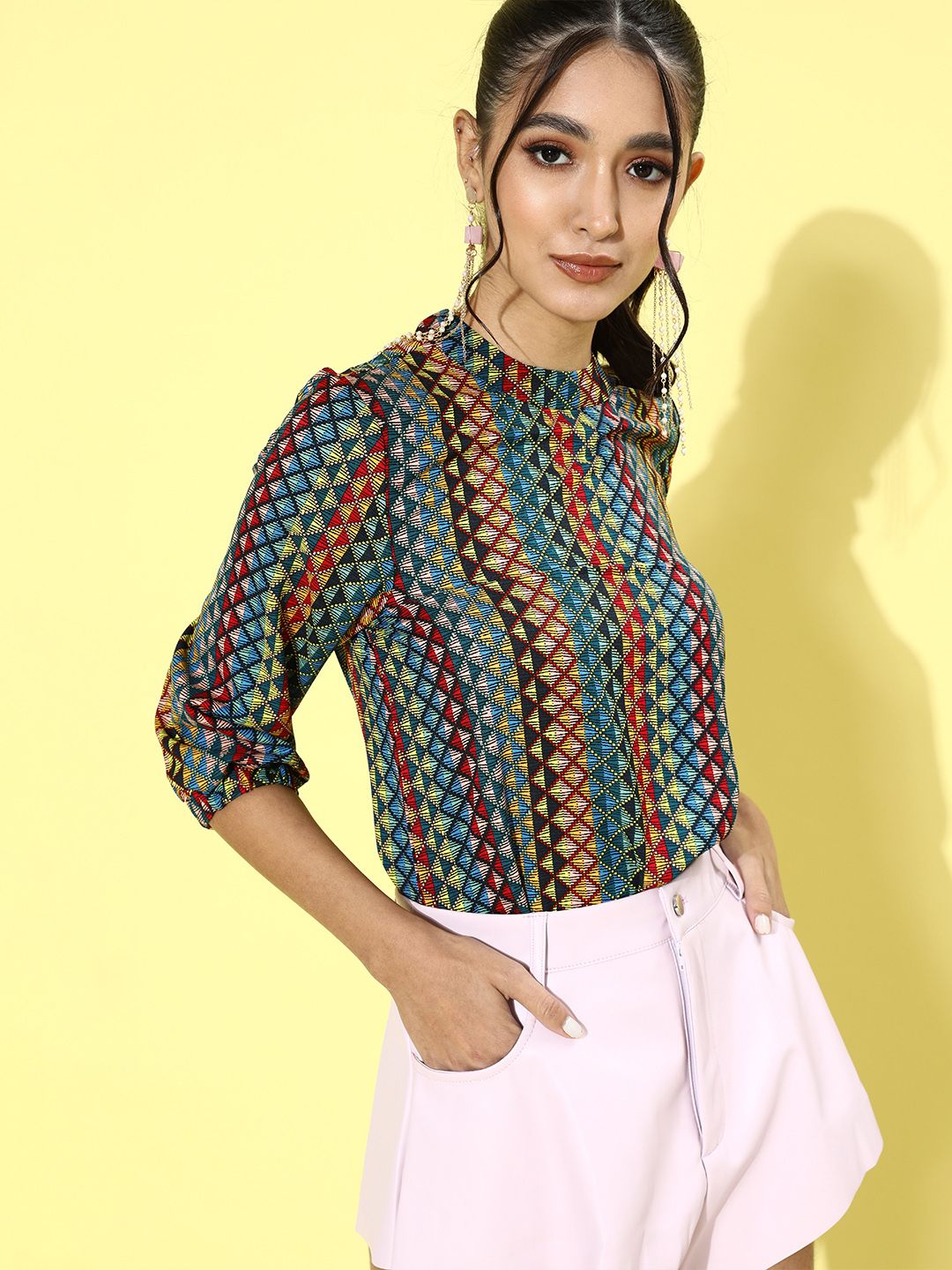 DressBerry Women Multi-Coloured Geometric Top