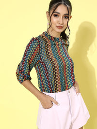 DressBerry Women Multi-Coloured Geometric Top