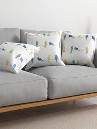 URBAN SPACE White & Blue 3 Pieces Quirky Printed Square Cushion Covers