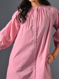 AND Puff Sleeve Sheath Pure Cotton Dress