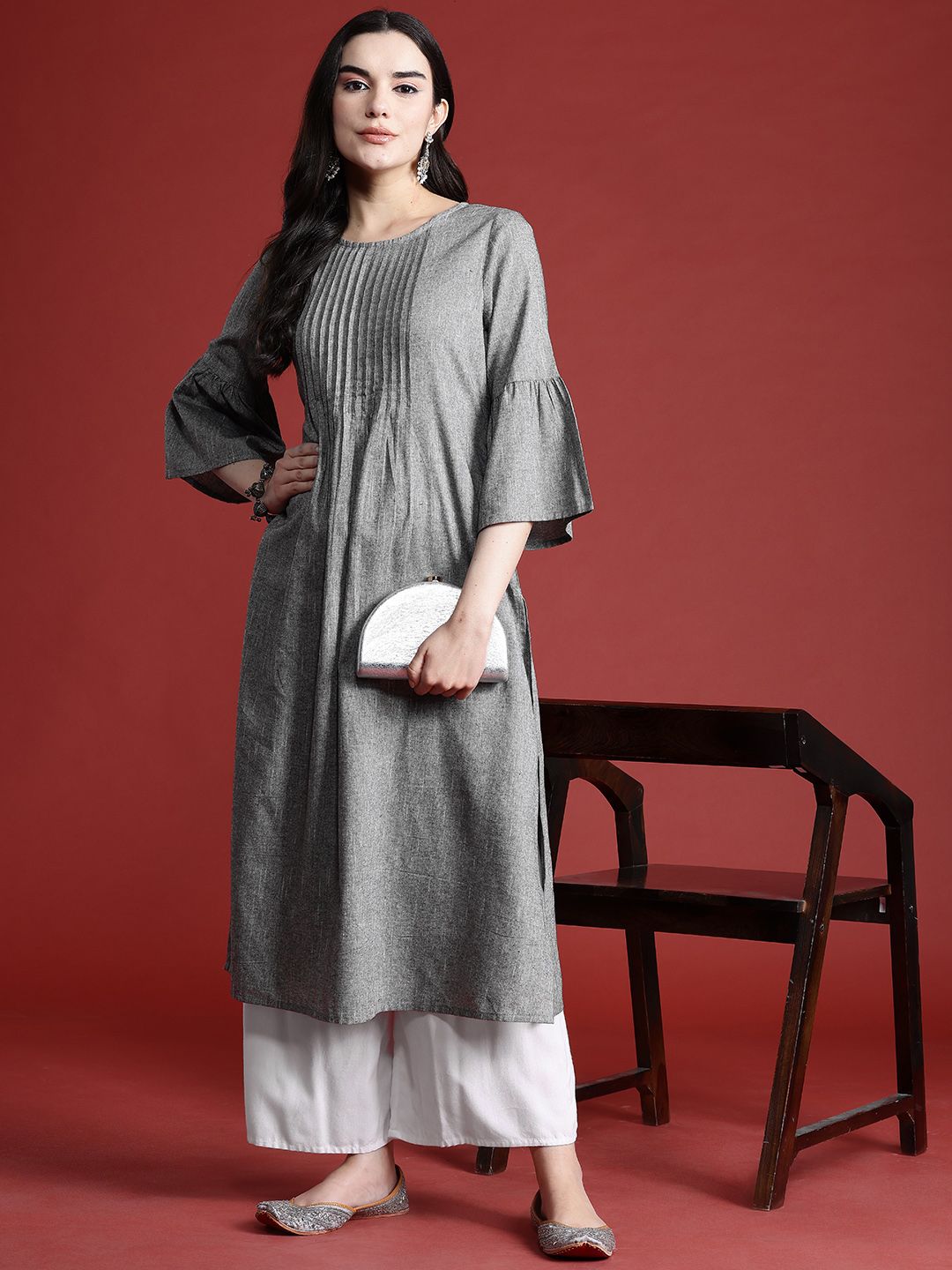 all about you Bell Sleeves Pleated Kurta