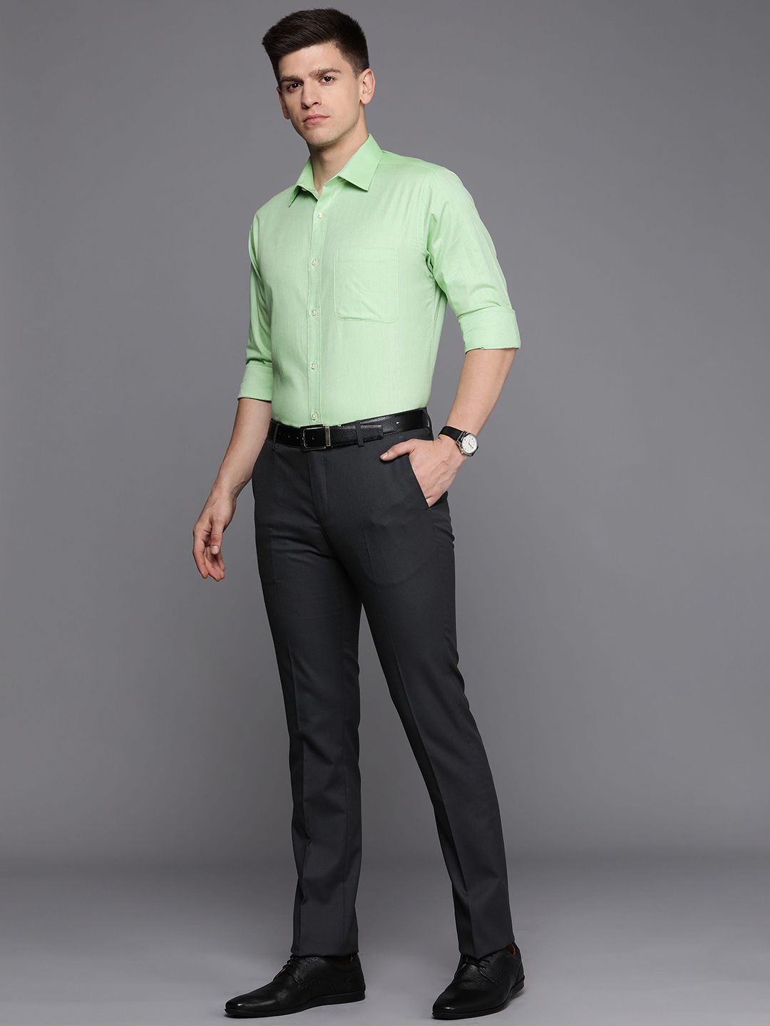 Raymond Self Design Slim Fit Pure Cotton Formal Shirt