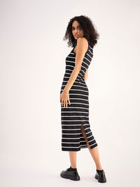 SASSAFRAS BASICS Striped Cotton Midi Dress