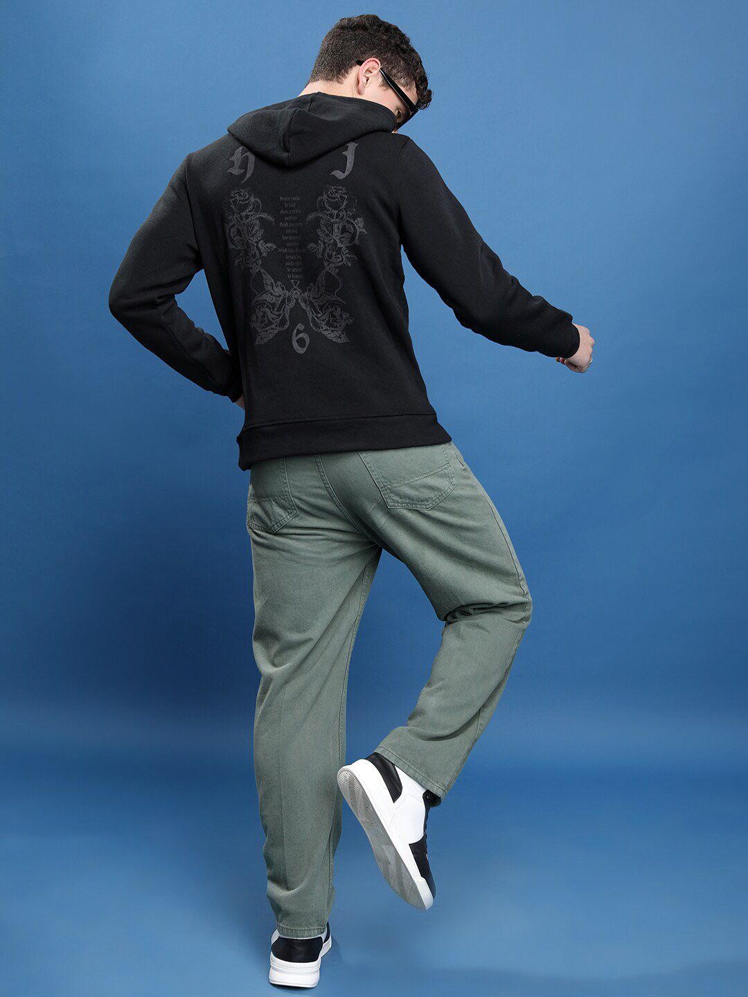 HIGHLANDER Men Black Printed Cotton Pullover Sweatshirt