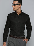 DENNISON Men Black Smart Polka Dots Printed Formal Shirt