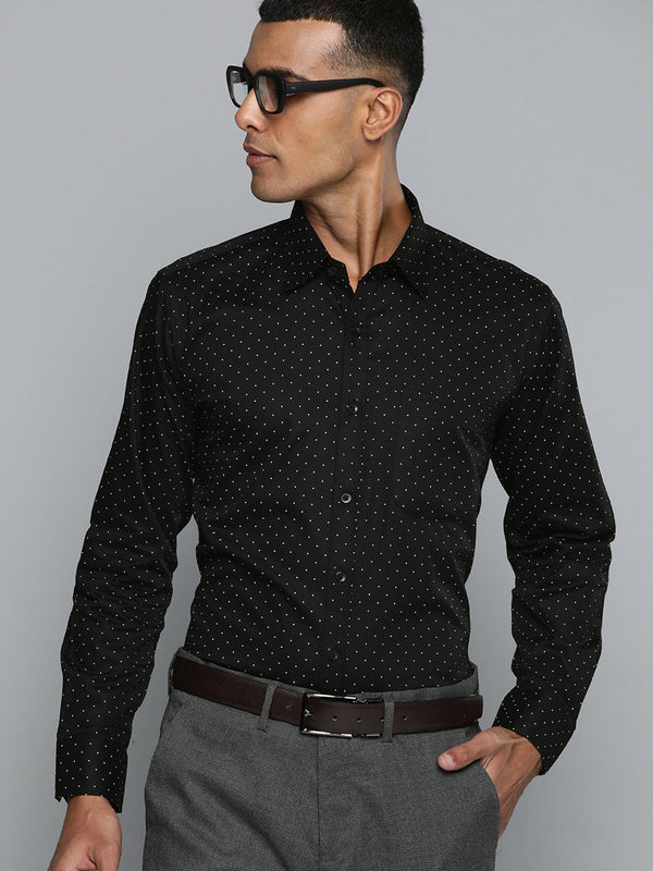Dennison Men Black Smart Polka Dots dicetak baju rasmi