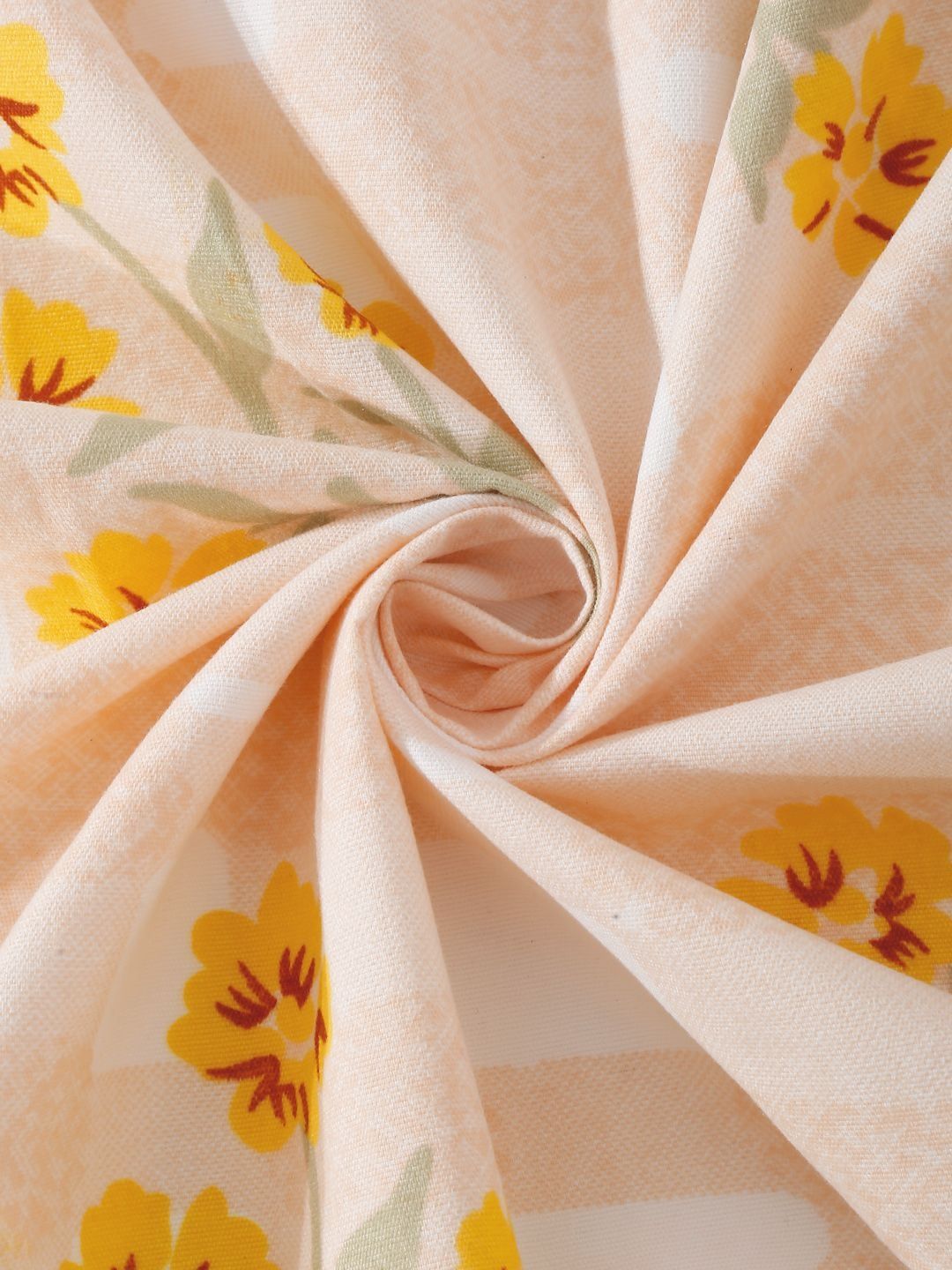 Myntra Elegant Homes White & Yellow Floral 300 TC Cadar Tempat Tidur Single dengan 1 Sarung Bantal