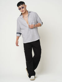 VASTRADO Men Classic Cutaway Collar Textured Cotton Slim Fit Casual Shirt