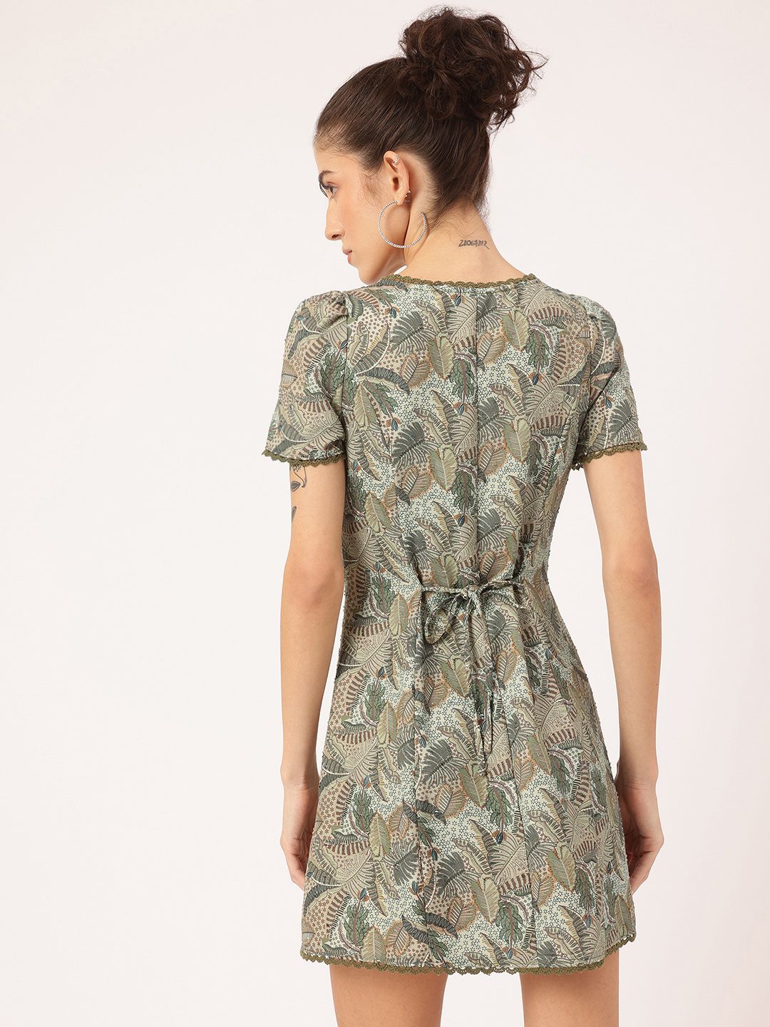 DressBerry Pretty & Polished Tropical Printed A-Line Mini Dress