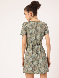DressBerry Pretty & Polished Tropical Printed A-Line Mini Dress