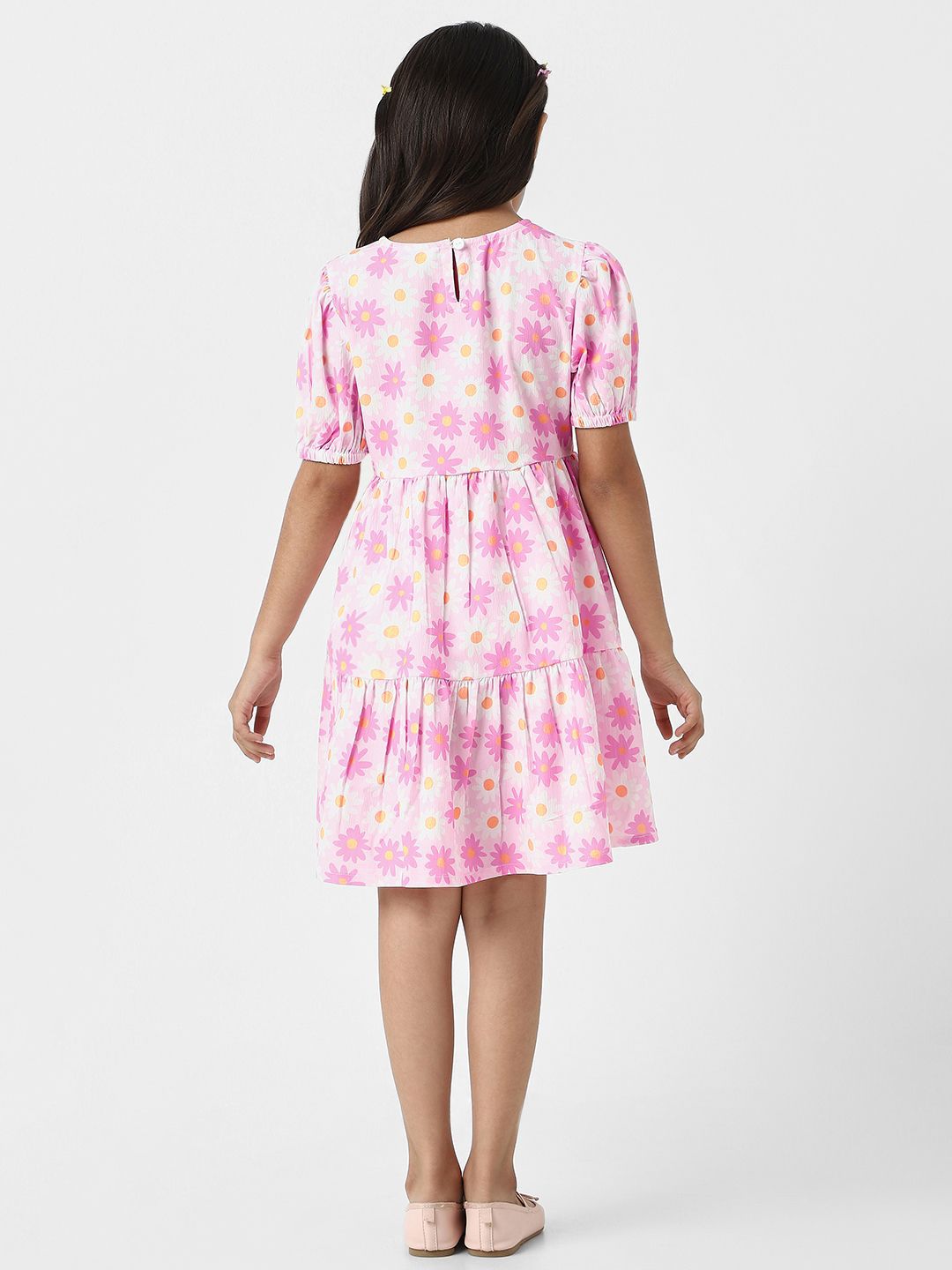 Nauti Nati Girls Nautinati Pink Floral Cotton Fit & Flare Dress