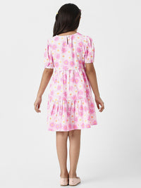 Nauti Nati Girls Nautinati Pink Floral Cotton Fit & Flare Dress
