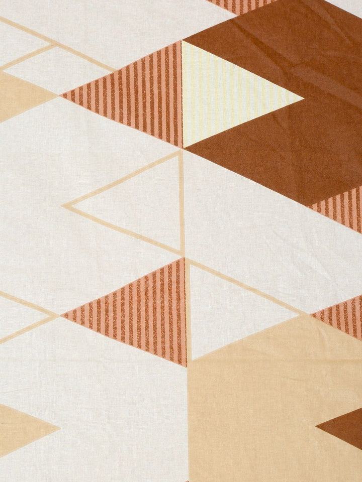 Myntra Elegant Homes White & Brown Geometric 400 TC King Bedsheet with 2 Pillow Covers