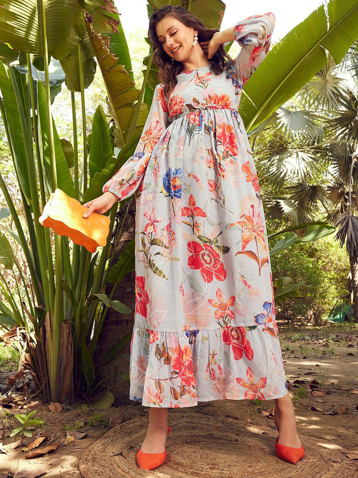 STREET 9 Floral Printed Georgette Maxi Dress