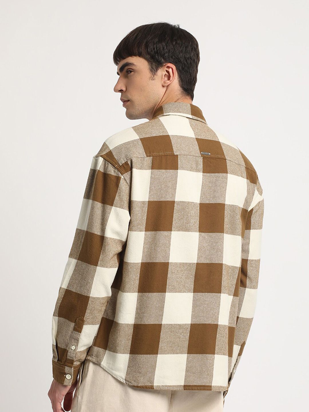 THE BEAR HOUSE Relaxed Boxy Checked Cotton Casual Shirt