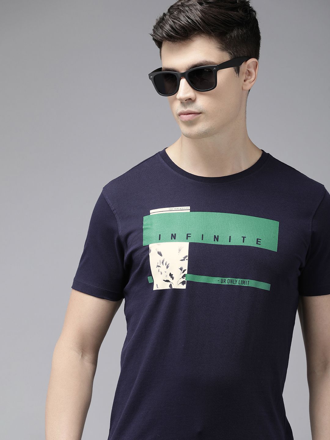 SPYKAR Printed Pure Cotton Slim Fit T-shirt