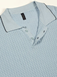 Thomas Scott Men Self Design Regular Fit Knitted Polo T-shirt