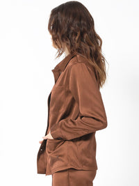 RAREISM Spread Collar Boxy Satin Shacket