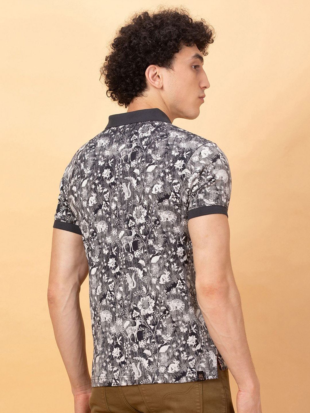 Being Human Men Floral Printed Polo Collar Pockets T-shirt