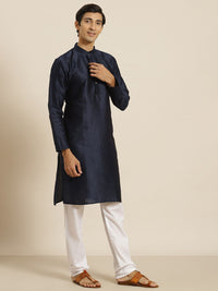SOJANYA Men Navy Blue Woven Design Indigo Kurta