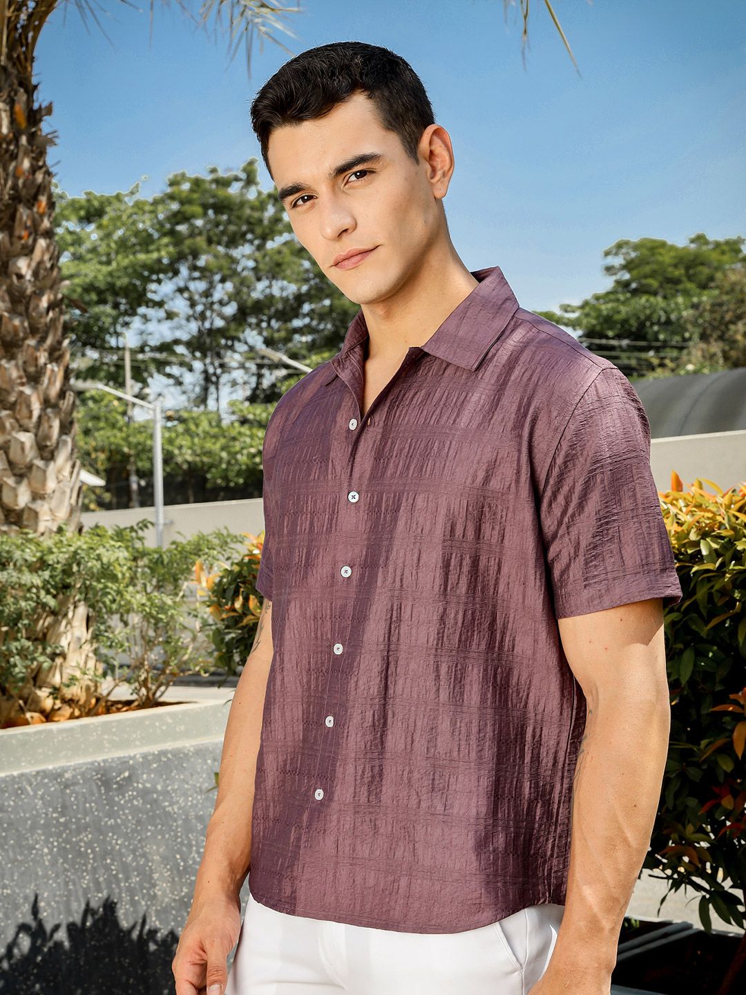 Thomas Scott Men Smart Slim Fit Horizontal Stripes Opaque Casual Shirt