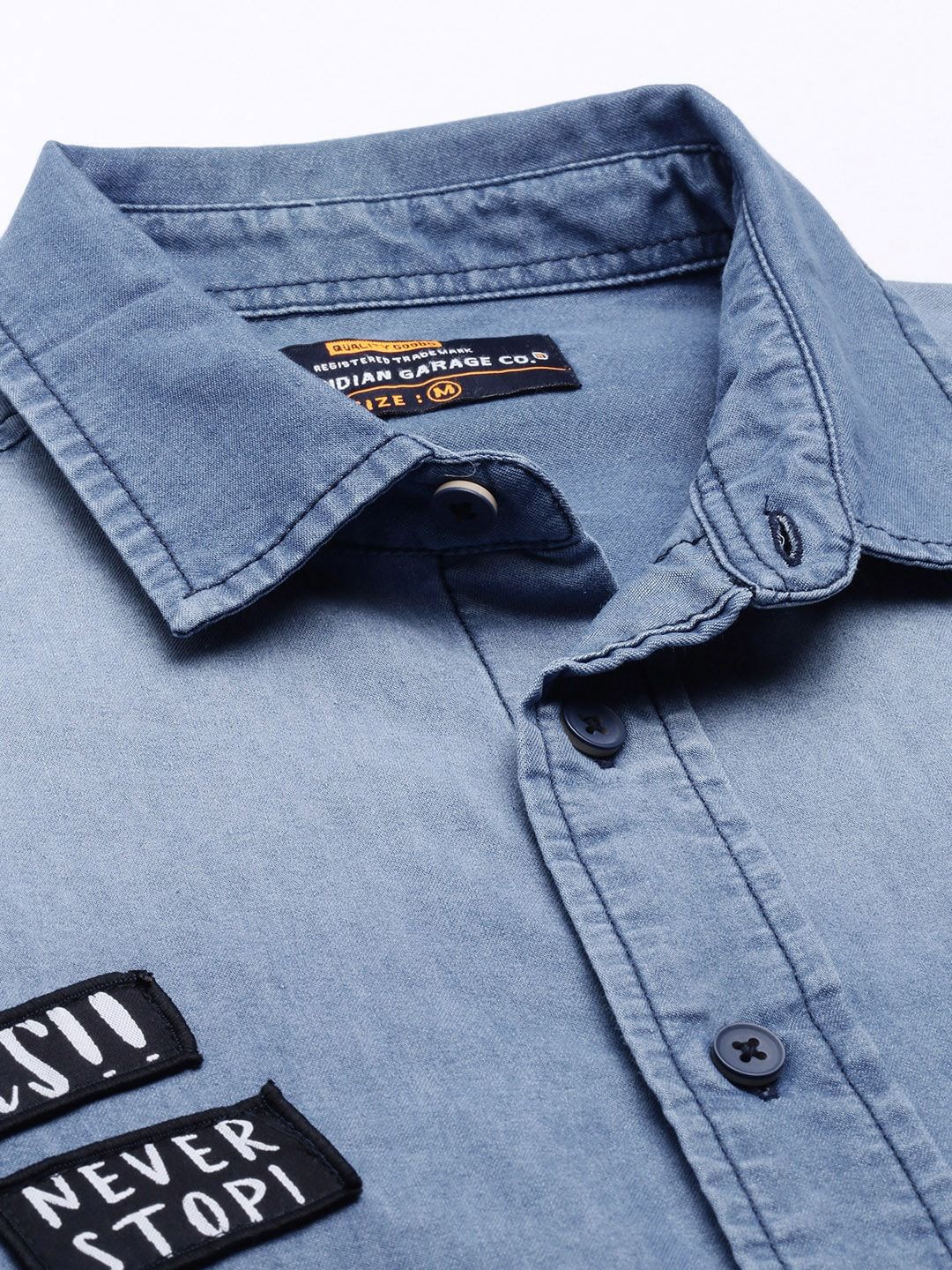 The Indian Garage Co Men Blue Slim Fit Opaque Printed Casual Shirt