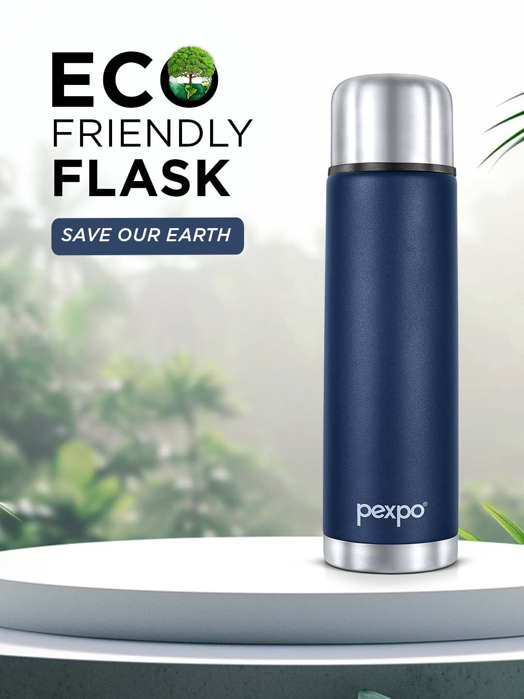 Pexpo Flamingo Blue ISI Certified Thermosteel Hot & Cold Insulated Water Bottle 1L