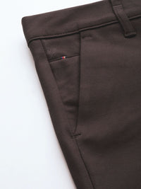 DENNISON Men Brown Smart Tapered Fit Easy Wash Chinos Trousers