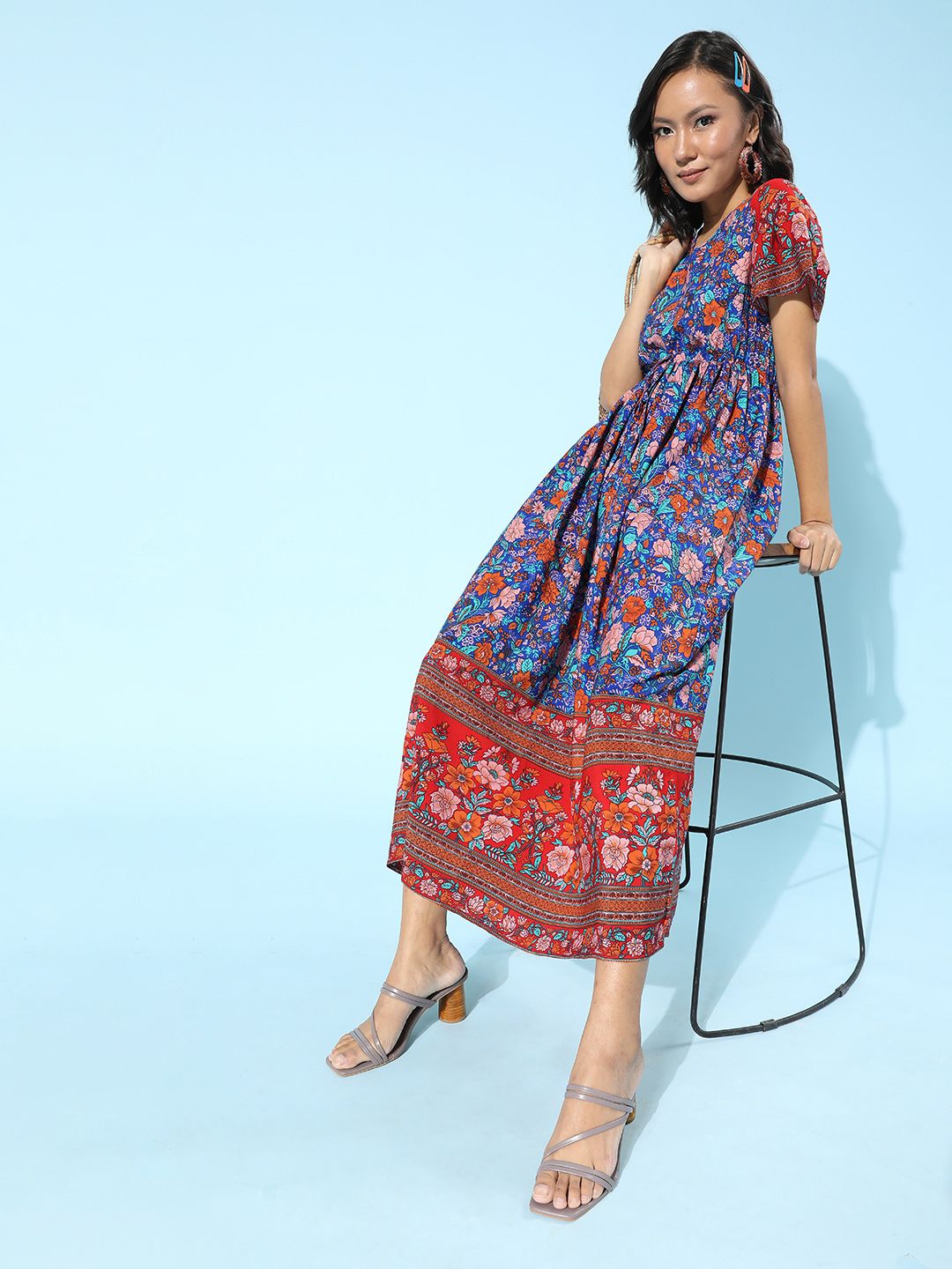 Berrylush Women Stunning Blue Floral Fantasy Dress