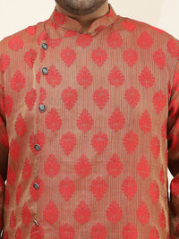 SOJANYA PLUS Size Lelaki Red Woven Design Kurta