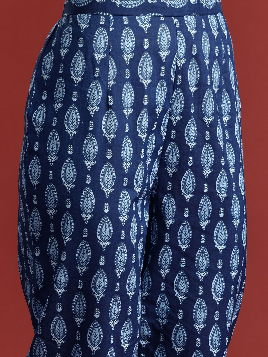 Indo Era Ethnic Motifs Printed Pure Cotton Kurta with Trousers