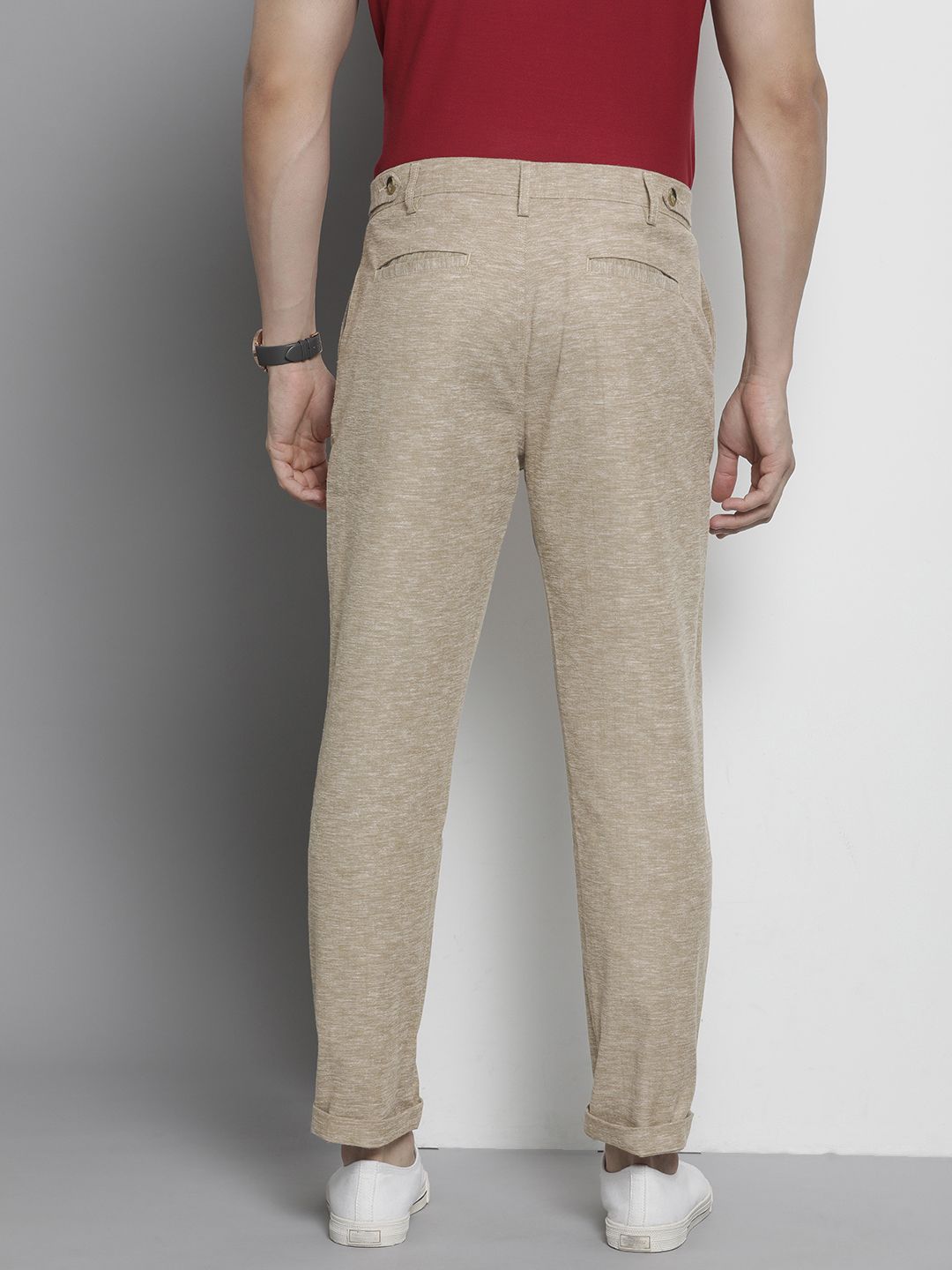 The Indian Garage Co Men Textured Slim Fit Trousers