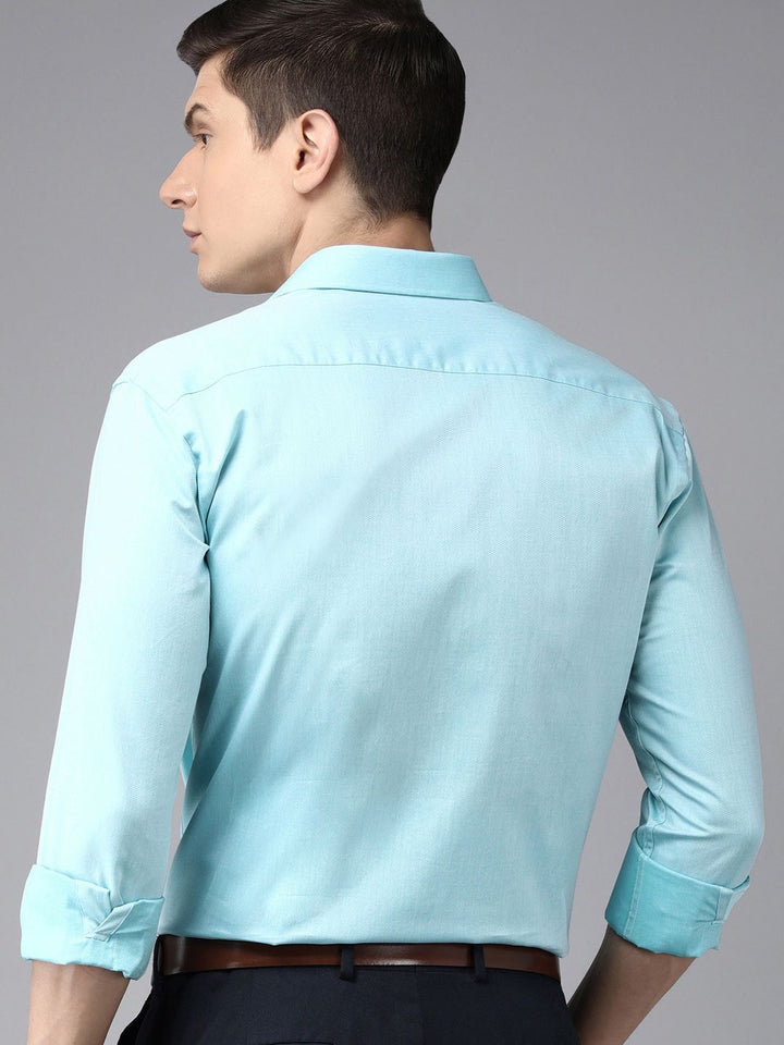 Park Avenue Men Turquoise Blue Solid Slim Fit Formal Shirt