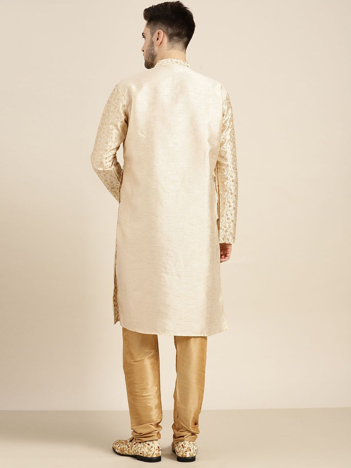 SOJANYA Men Beige Floral Kurta