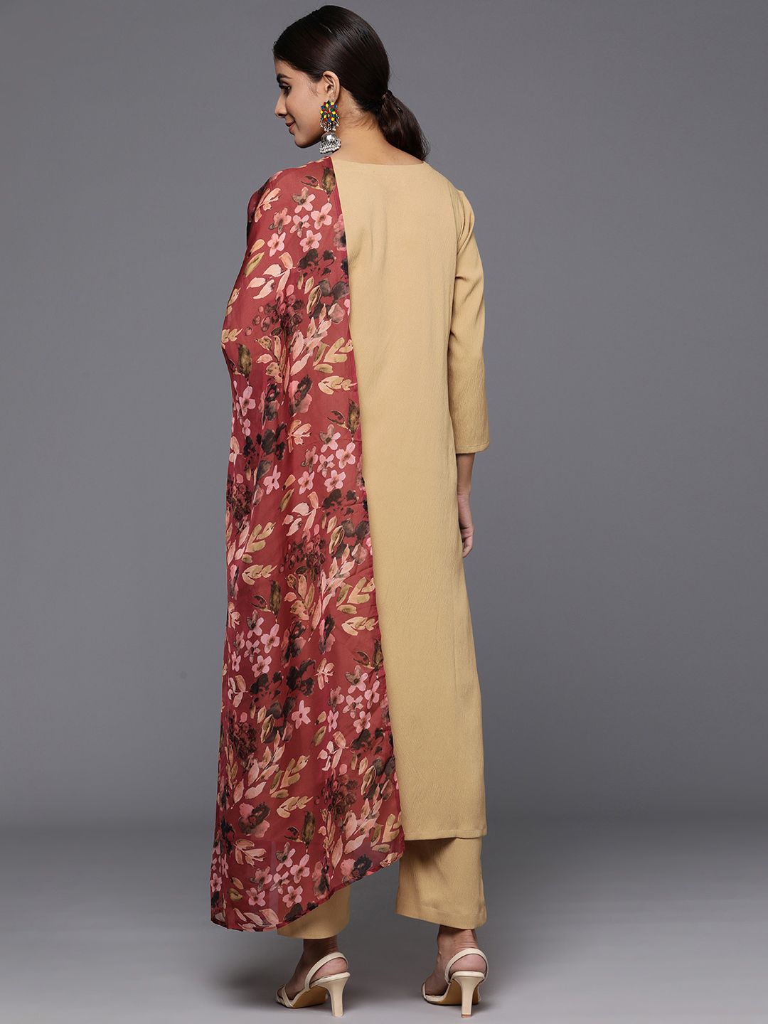 Varanga Regular Silk Crepe Kurta with Trousers & Dupatta