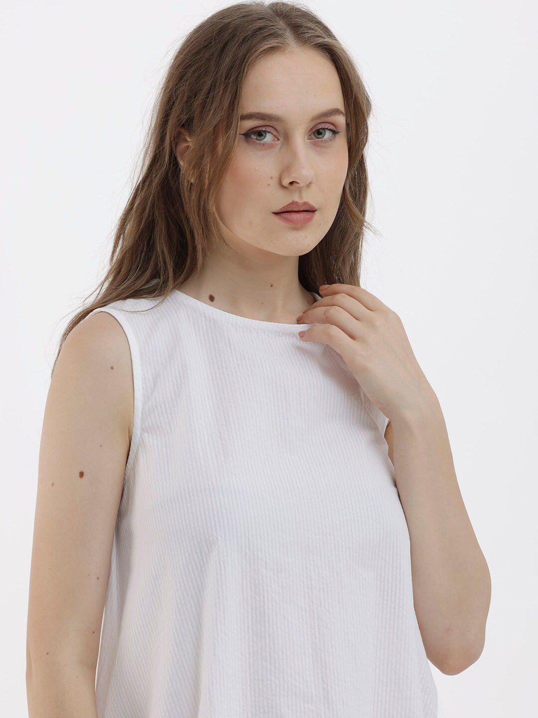 RAREISM Rounf Neck Striped A-Line Maxi Dress