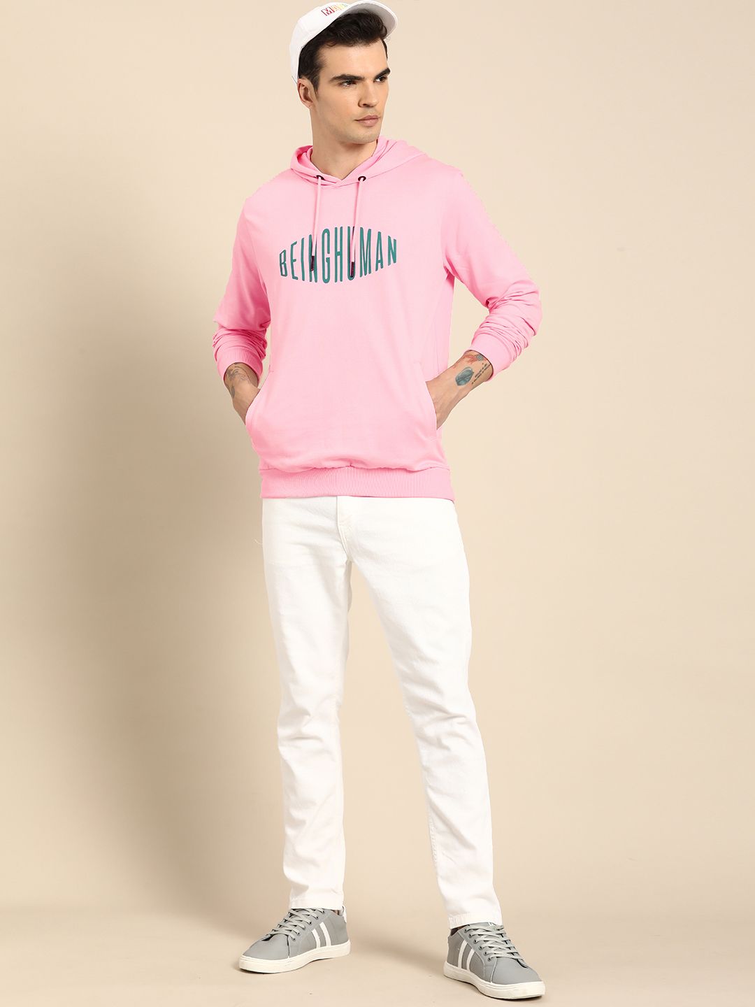 Being Human Men Brand Logo Print Hooded Pure Cotton Sweatshirt