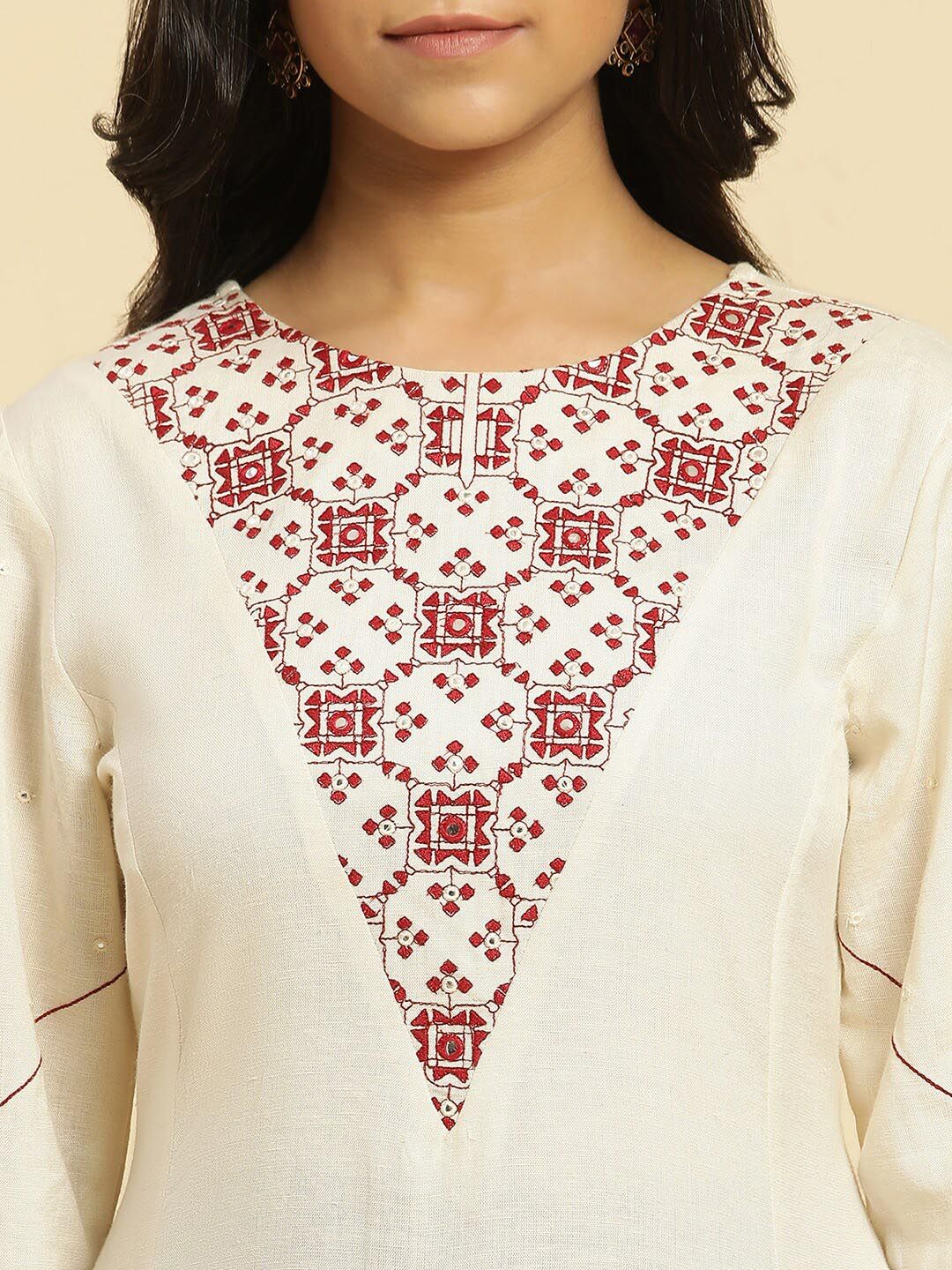 W Mirror Work Round Neck Anarkali Kurta