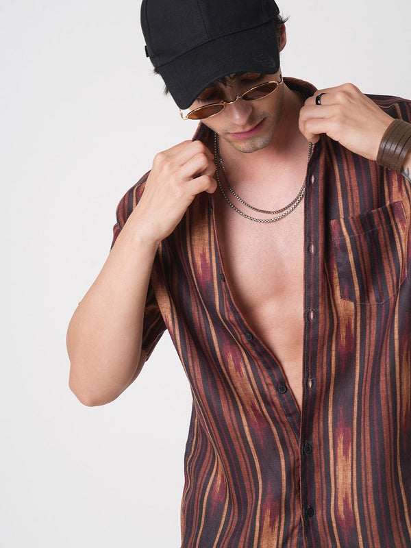 VASTRADO Men Classic Slim Fit Multi Stripes Opaque Striped Casual Shirt